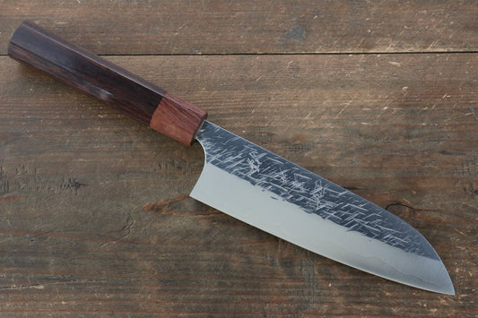 Yu Kurosaki Raijin Cobalt Special Steel Hammered Santoku Japanese Knife 165mm - Japanny - Best Japanese Knife