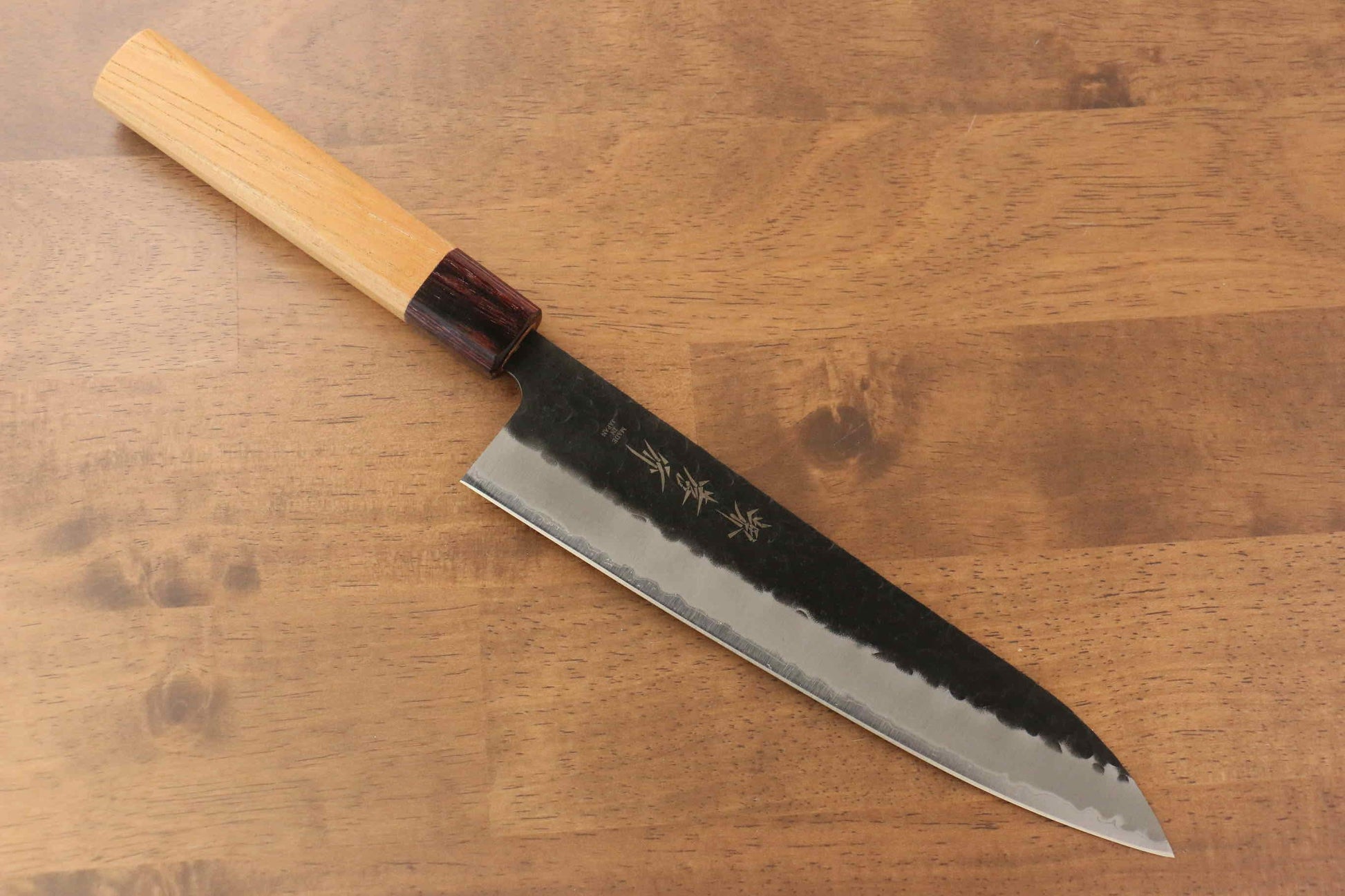 Sakai Takayuki Blue Super Hammered Black Finished Gyuto Japanese Knife 210mm - Japanny - Best Japanese Knife