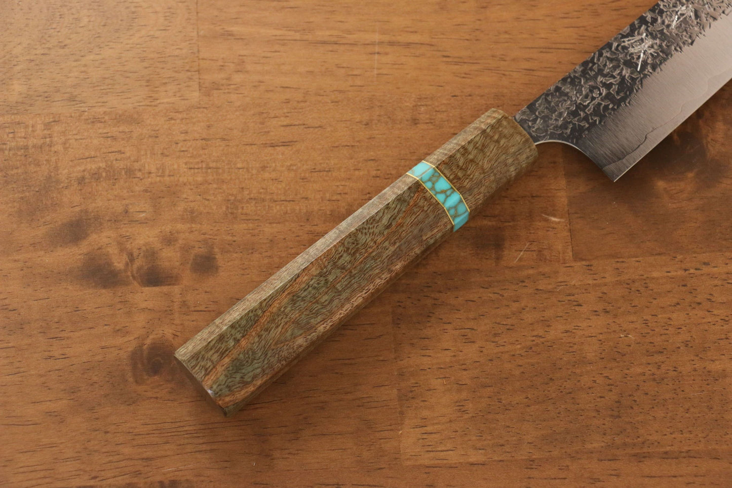 Yu Kurosaki Shizuku R2/SG2 Hammered Sujihiki Japanese Knife 270mm Maple(With turquoise ring Green) Handle - Japanny - Best Japanese Knife