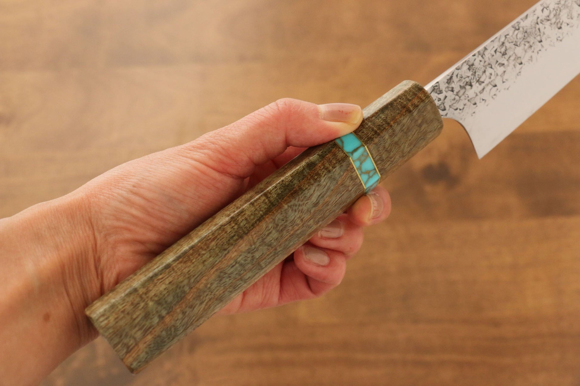 Yu Kurosaki Shizuku R2/SG2 Hammered Sujihiki Japanese Knife 270mm Maple(With turquoise ring Green) Handle - Japanny - Best Japanese Knife