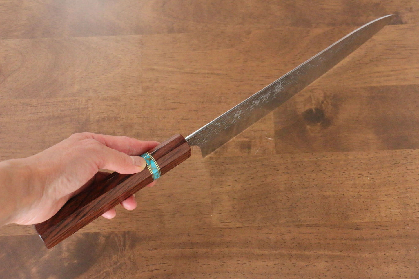 Yu Kurosaki Shizuku R2/SG2 Hammered Gyuto Japanese Knife 240mm Maple(With turquoise ring Brown) Handle - Japanny - Best Japanese Knife