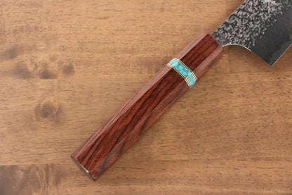 Yu Kurosaki Shizuku R2/SG2 Hammered Gyuto Japanese Knife 240mm Maple(With turquoise ring Brown) Handle - Japanny - Best Japanese Knife