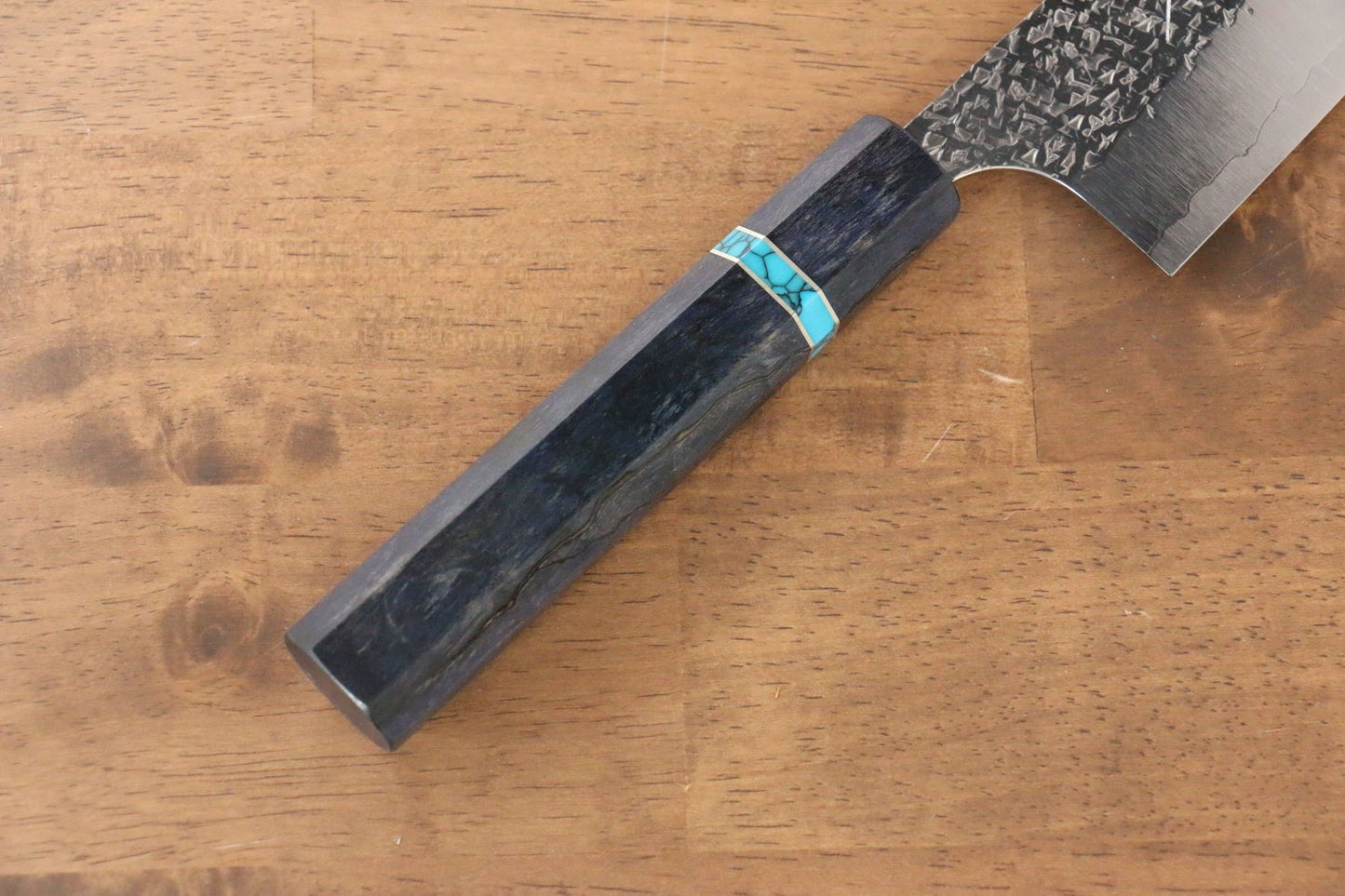 Yu Kurosaki Shizuku R2/SG2 Hammered Gyuto Japanese Knife 240mm Maple(With turquoise ring Blue) Handle - Japanny - Best Japanese Knife