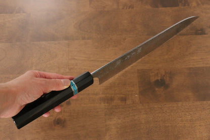 Yu Kurosaki Shizuku R2/SG2 Hammered Gyuto Japanese Knife 240mm Ebony Wood(With Turquoise Ring) Handle - Japanny - Best Japanese Knife