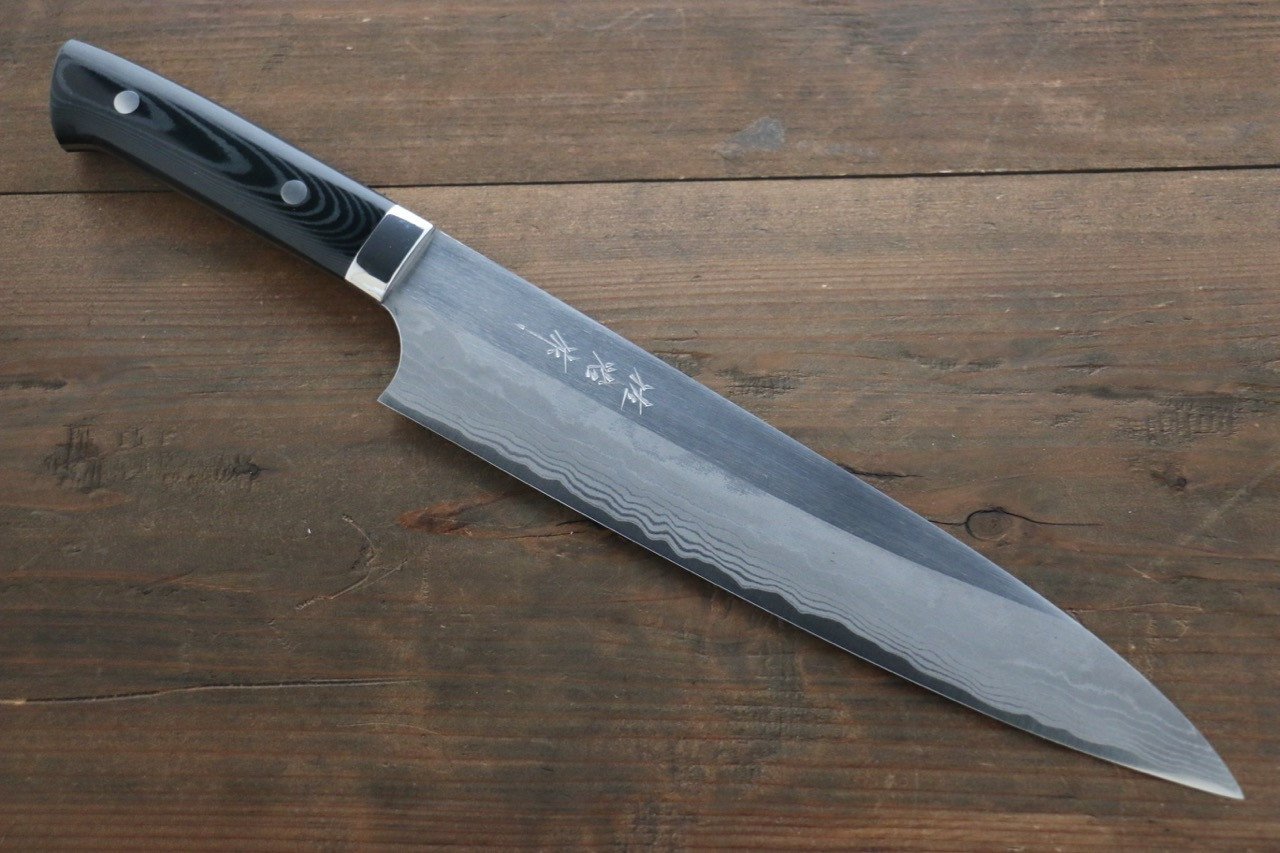 Saji Blue Super Steel Gyuto Japanese Chef Knife 240mm with Black Micarta handle - Japanny - Best Japanese Knife