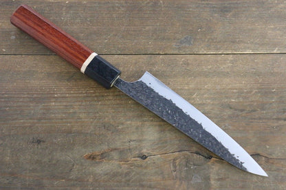 Yu Kurosaki Blue Super Clad Hammered Kurouchi Petty Japanese Chef Knife 120mm with Padoauk Handle - Japanny - Best Japanese Knife