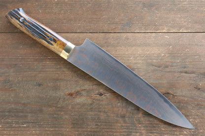 Takeshi Saji Blue Steel No.2 Colored Damascus Gyuto Japanese Knife 210mm with Brown Cow Bone  Handle - Japanny - Best Japanese Knife