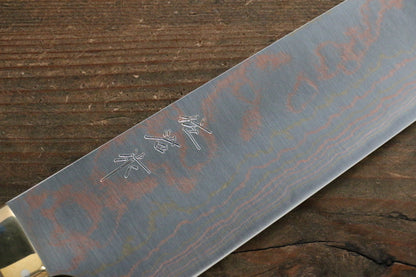 Takeshi Saji Blue Steel No.2 Colored Damascus Gyuto Japanese Knife 240mm with Brown Cow Bone  Handle - Japanny - Best Japanese Knife