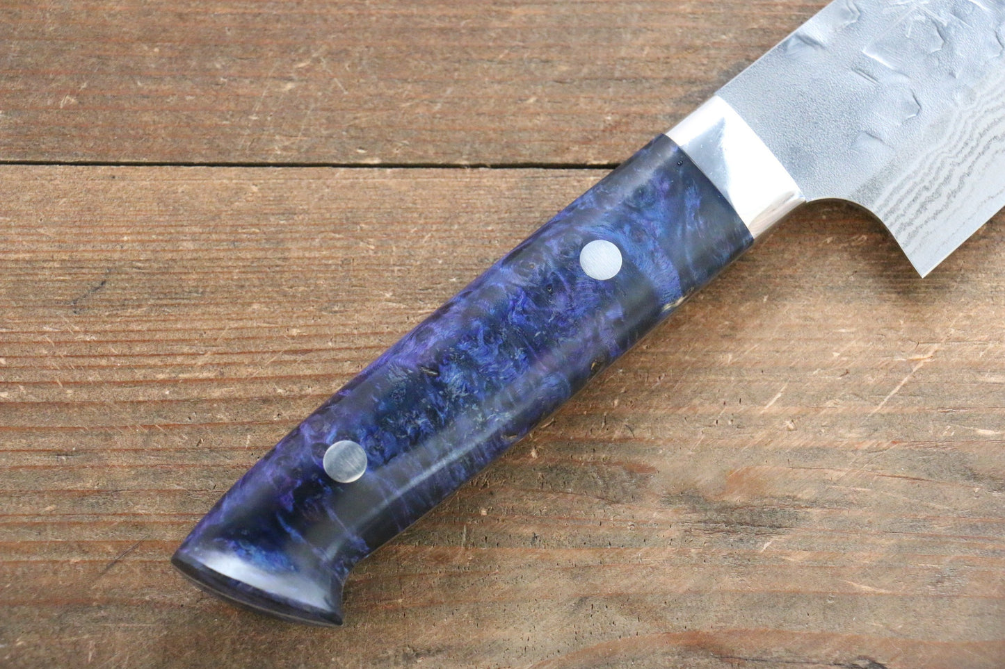 Takeshi Saji SRS13 Hammered Migaki Finished Gyuto Japanese Knife 210mm with Blue Marble Handle - Japanny - Best Japanese Knife