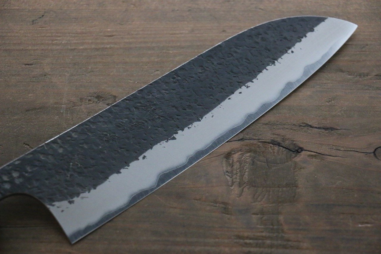 Yu Kurosaki Blue Super Clad Hammered Kurouchi Santoku Japanese Chef Knife 180mm - Japanny - Best Japanese Knife