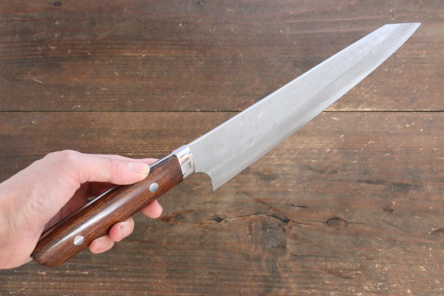 Takeshi Saji SRS13 Hammered(Maru) Kengata Gyuto Japanese Knife 240mm with Ironwood Handle - Japanny - Best Japanese Knife