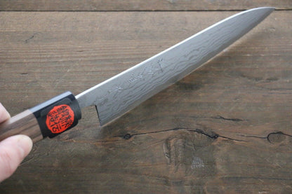 Shigeki Tanaka Blue Steel No.2  17 Layer Damascus Petty Japanese Chef Knife 150mm with Walnut Handle - Japanny - Best Japanese Knife