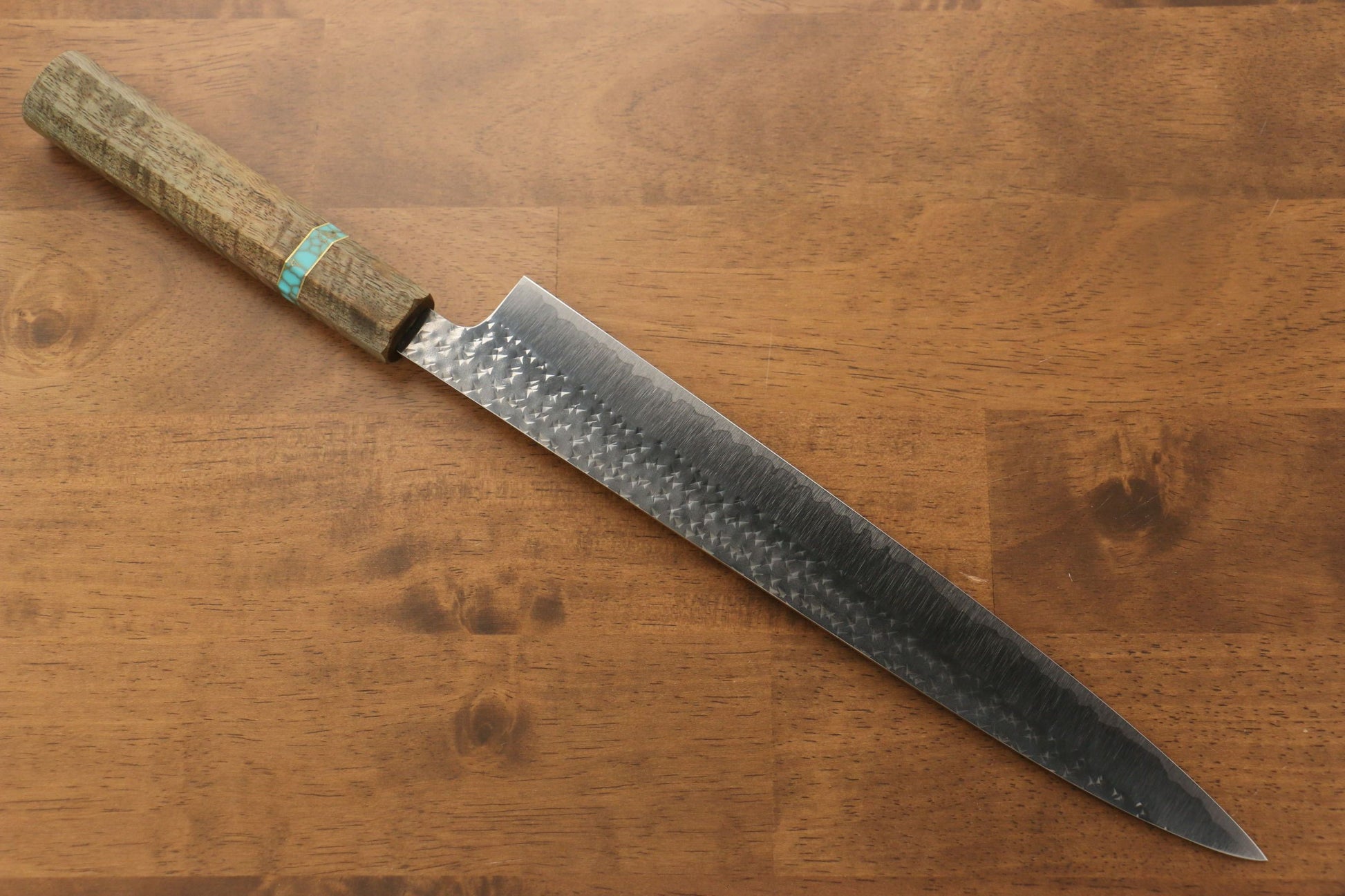 Yu Kurosaki Senko R2/SG2 Hammered Sujihiki Japanese Knife 270mm Maple(With turquoise ring Green) Handle - Japanny - Best Japanese Knife