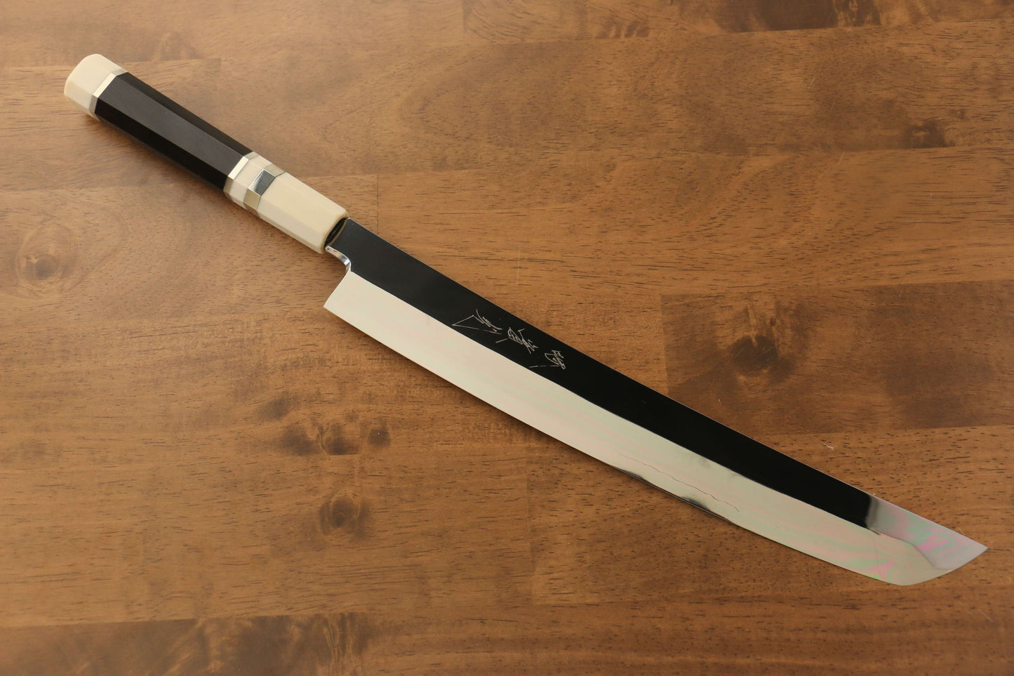 Jikko Silver Steel No.3 Sakimaru Yanagiba Japanese Knife 300mm Ebony with Ring Handle - Japanny - Best Japanese Knife