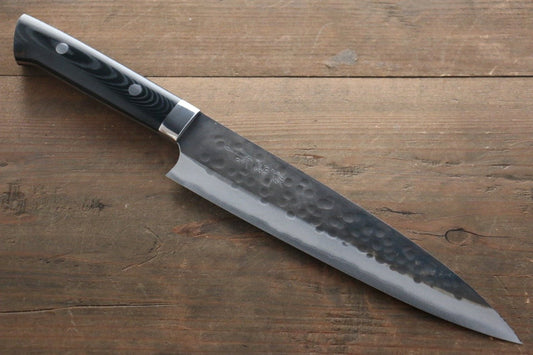 Takeshi Saji Blue Super Clad Kurouchi Gyuto Japanese Chef Knife 180mm with Black Micarta - Japanny - Best Japanese Knife