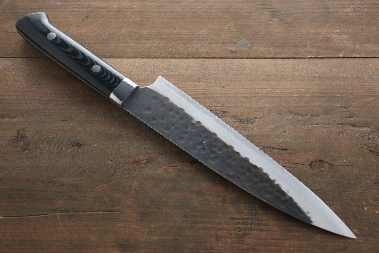 Takeshi Saji Blue Super Clad Kurouchi Gyuto Japanese Chef Knife 180mm with Black Micarta - Japanny - Best Japanese Knife