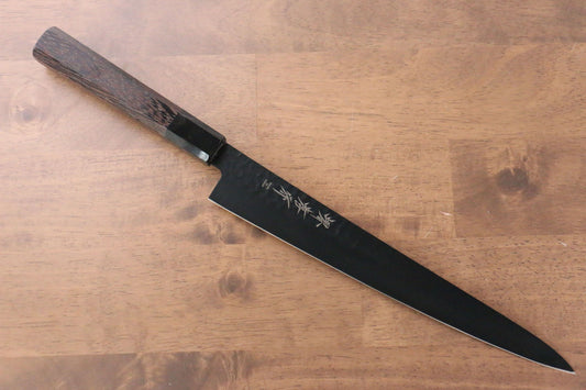 Sakai Takayuki Kurokage VG10 Hammered Teflon Coating Sujihiki Japanese Knife 240mm Wenge Handle - Japanny - Best Japanese Knife