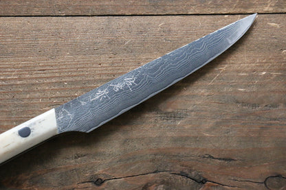 Takeshi Saji VG10 Diamond Finish Steak Japanese Knife 125mm with White Cow Bone  Handle - Japanny - Best Japanese Knife