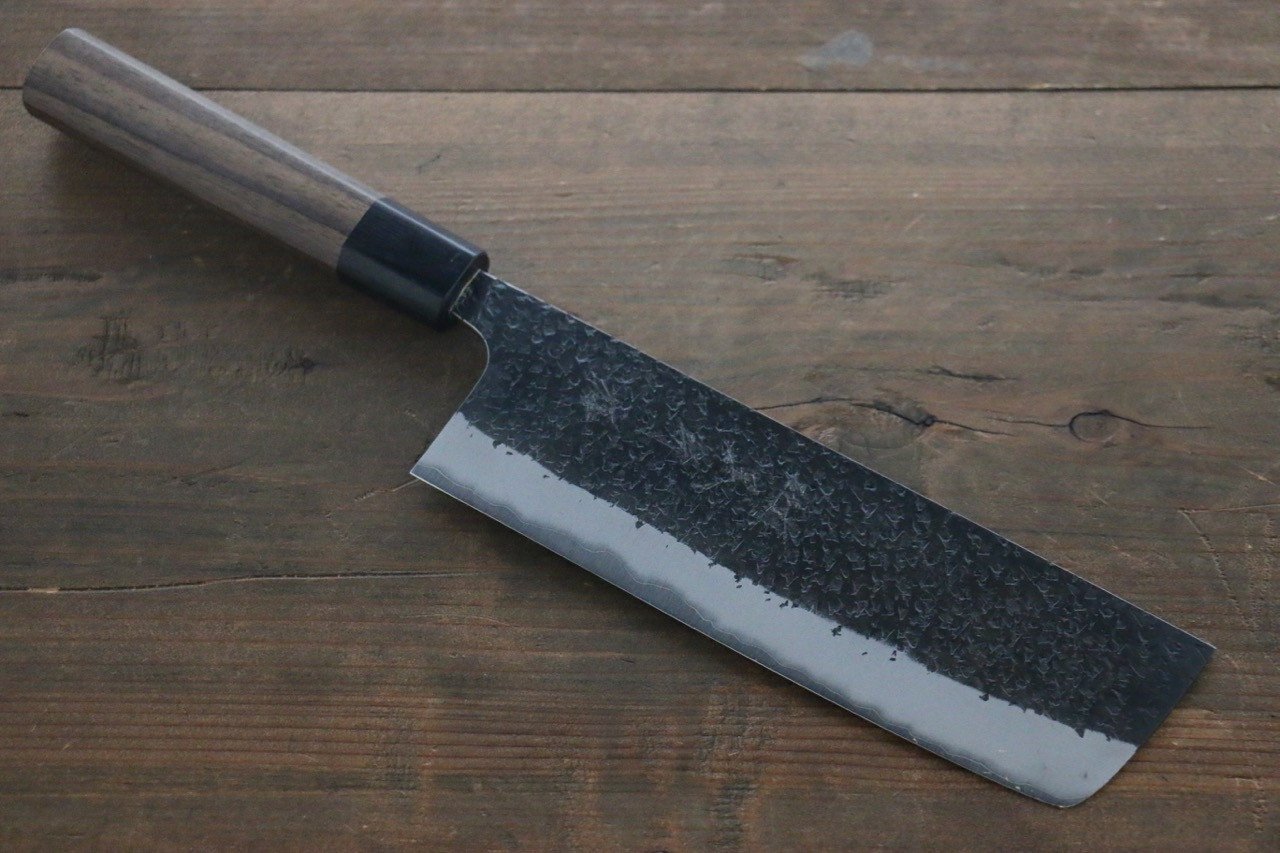 Yu Kurosaki Blue Super Clad Hammered Kurouchi Nakiri Japanese Chef Knife 180mm - Japanny - Best Japanese Knife