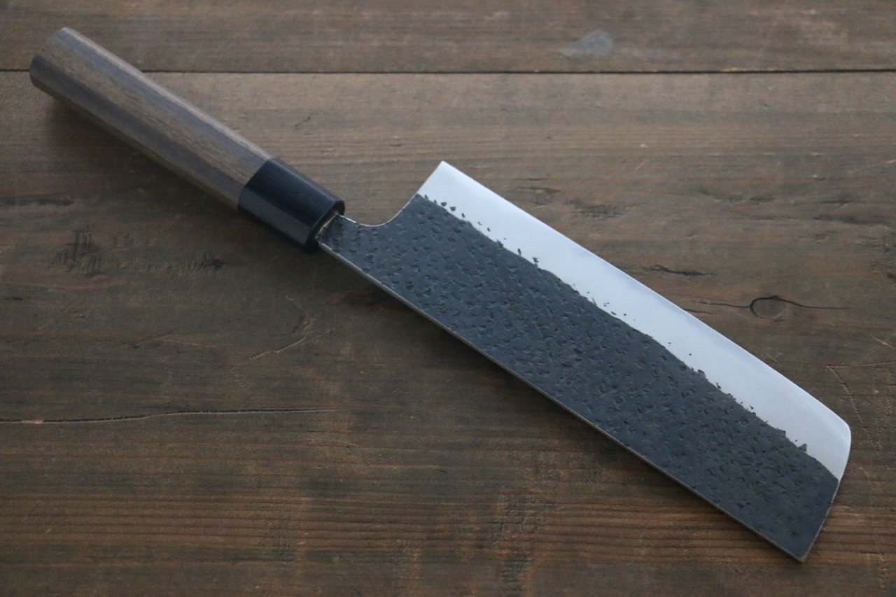 Yu Kurosaki Blue Super Clad Hammered Kurouchi Nakiri Japanese Chef Knife 180mm - Japanny - Best Japanese Knife