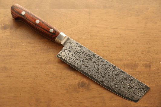 Thương hiệu Seisuke  ZA-18 Thép Damascus tráng gương Dao thái rau chuyên dụng Nakiri dao Nhật 165mm chuôi dao gỗ ép nâu