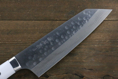 Takeshi Saji SRS13 Hammered Damascus Bunka Japanese Chef Knife 180mm with White Stone handle - Japanny - Best Japanese Knife