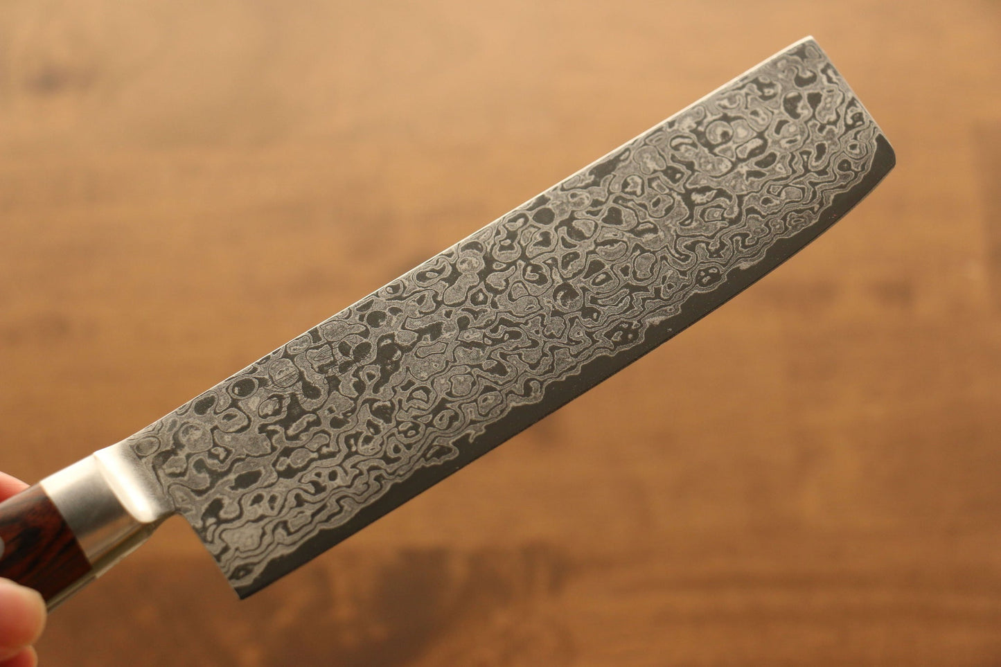 Thương hiệu Seisuke  ZA-18 Thép Damascus tráng gương Dao thái rau chuyên dụng Nakiri dao Nhật 165mm chuôi dao gỗ ép nâu