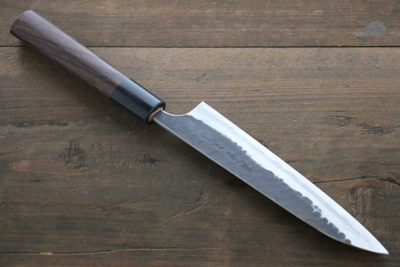 Katsushige Anryu 3 Layer Cladding Blue Super Core Hammerd Japanese Chef's Petty-Utility Knife 150mm - Japanny - Best Japanese Knife