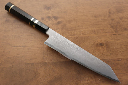 Thương hiệu Jikko Thép xanh  Thép Damascus Dao đa năng Gyuto dao Nhật 210mm gỗ Mun có đính vòng 2 bênChuôi dao