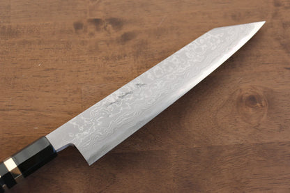 Thương hiệu Jikko Thép xanh  Thép Damascus Dao đa năng Gyuto dao Nhật 210mm gỗ Mun có đính vòng 2 bênChuôi dao