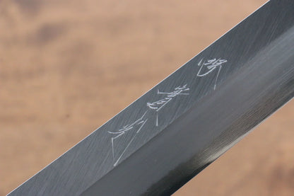 Thương hiệu Jikko Thép xanh Dao thái cá, shashimi chuyên dụng Yanagiba (cán tròn) dao Nhật 300mm chuôi dao gỗ Mun có đính vòng 2 bên
