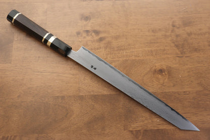 Thương hiệu Jikko Thép xanh  Thép Damascus Dao lọc gân chuyên dụng Sujihiki dao Nhật 270mm gỗ Mun có đính vòng 2 bênChuôi dao