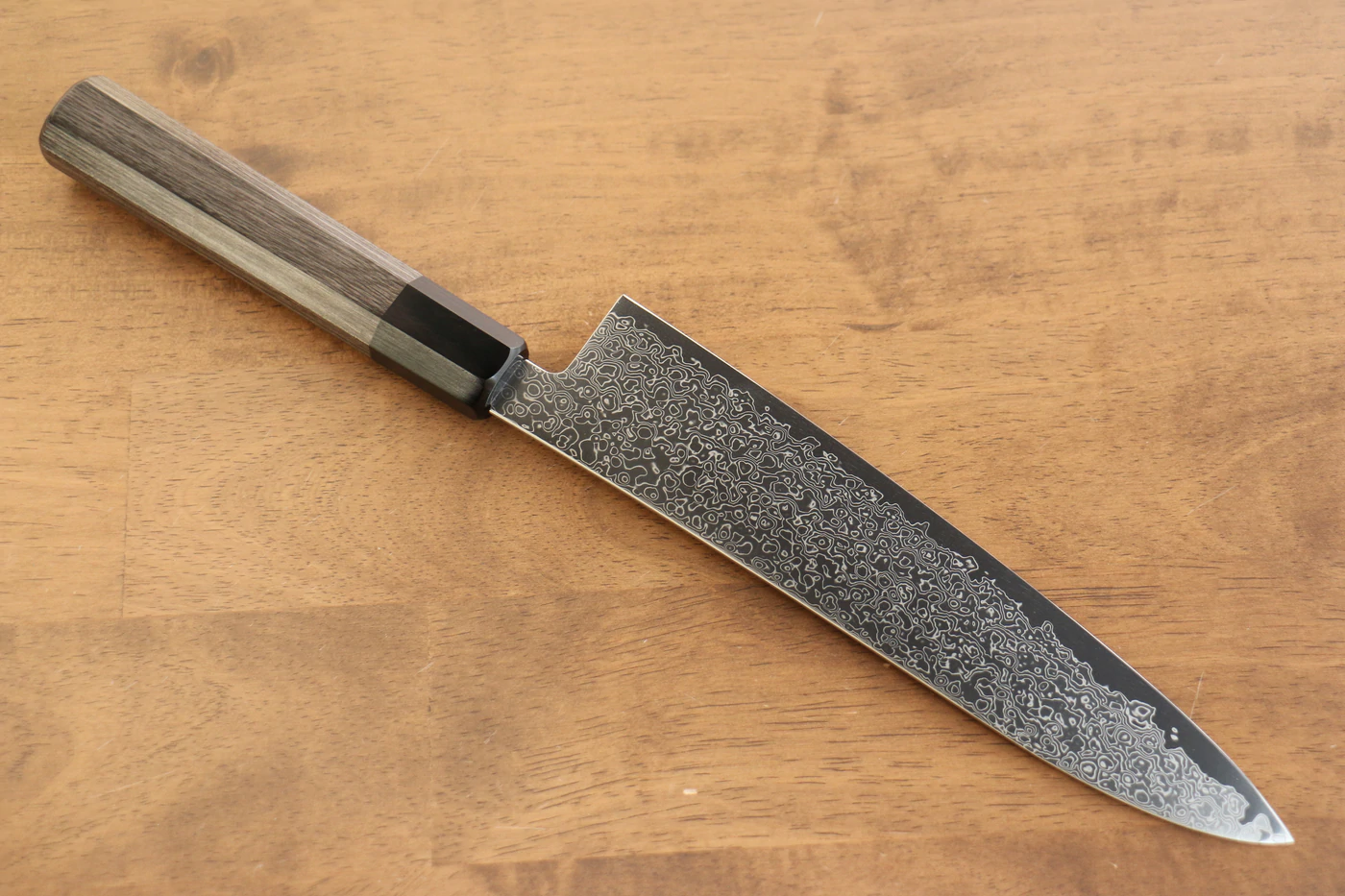 Thương hiệu Jajin VG10 Thép Damascus Dao đa năng Gyuto dao Nhật 210mm chuôi dao gỗ Pakka xám