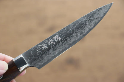 Thương hiệu Kazuo Nomura VG10 Thép Damascus Dao nhỏ đa năng Petty dao Nhật 100mm chuôi dao gỗ Lim