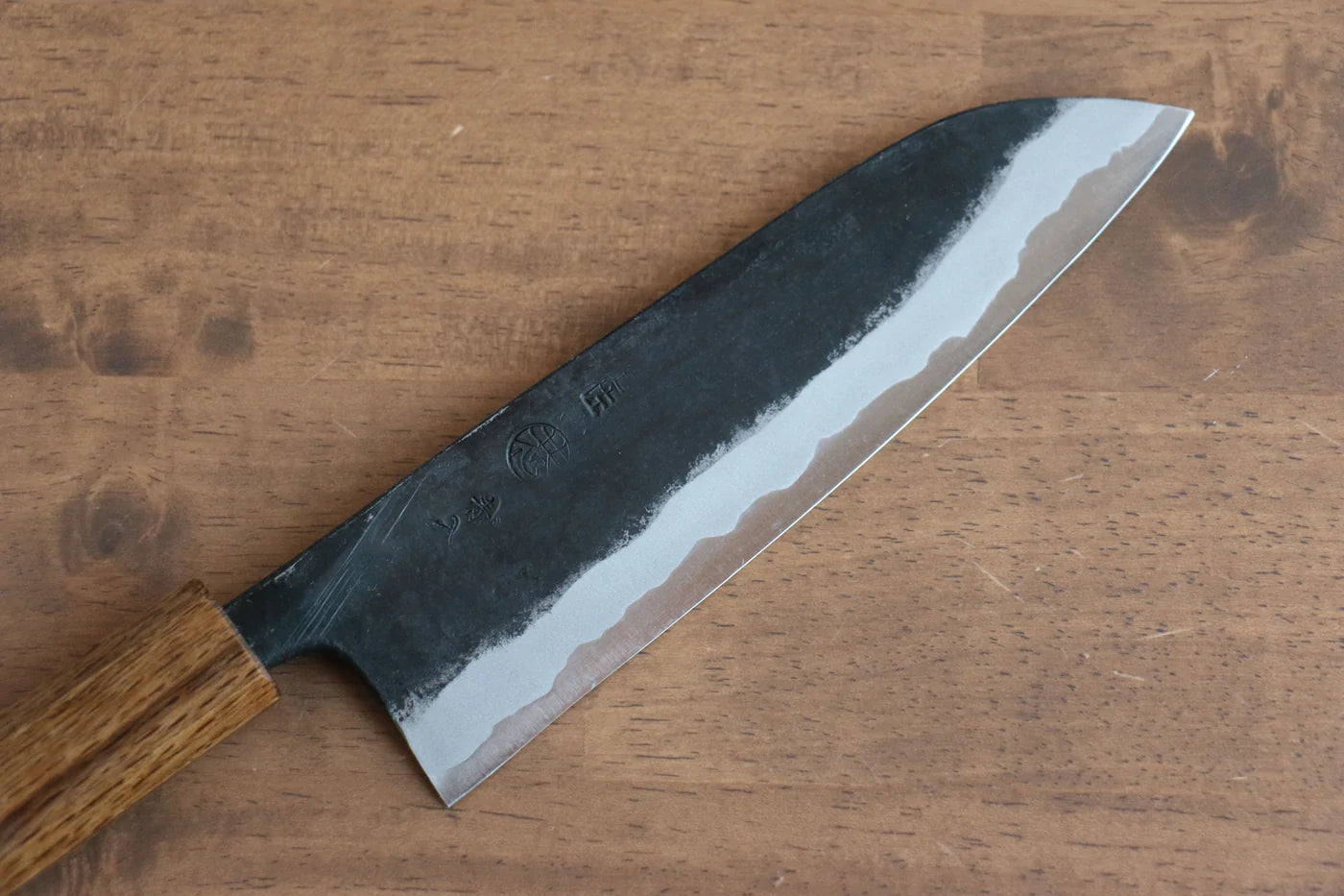 Thương hiệu Kyohei  Shindo Thép xanh  Đen Dao đa năng Santoku dao Nhật 170mm gỗ Sồi sơn màiChuôi dao