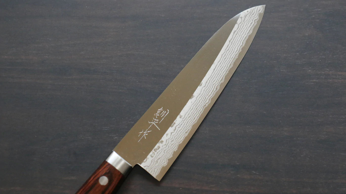 Thương hiệu Kunihira Thái Lưu Sairyu VG10 Đánh bóng Thép Damascus Dao đa năng Gyuto dao Nhật 180mm gỗ cây GụChuôi dao