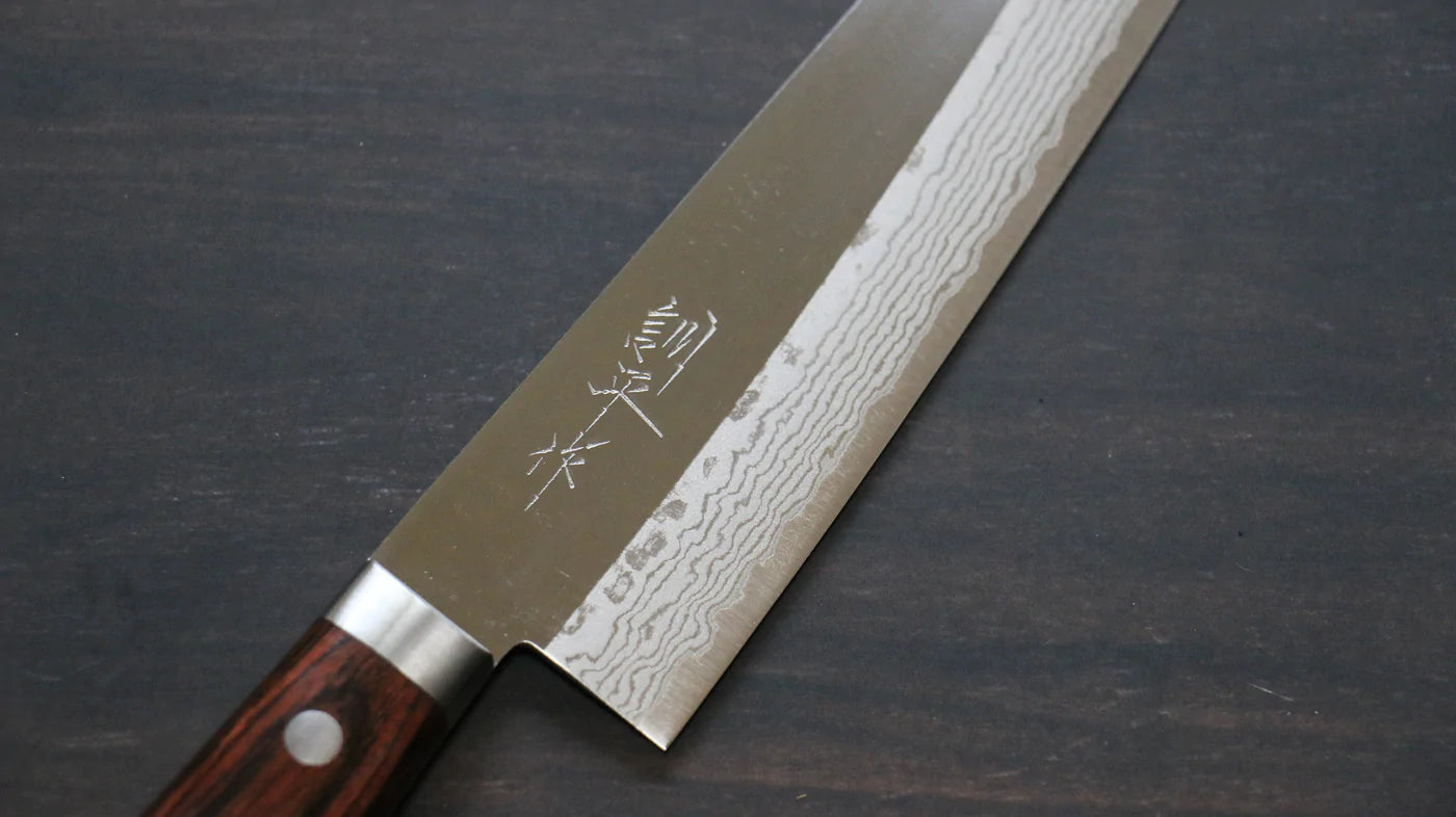 Thương hiệu Kunihira Thái Lưu Sairyu VG10 Đánh bóng Thép Damascus Dao đa năng Gyuto dao Nhật 180mm gỗ cây GụChuôi dao