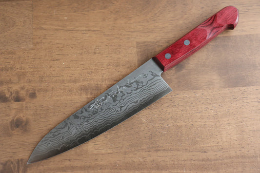 Thương hiệu Nao Yamamoto VG10 Thép Damascus Dao đa năng Gyuto dao Nhật 180mm chuôi dao gỗ ép đỏ