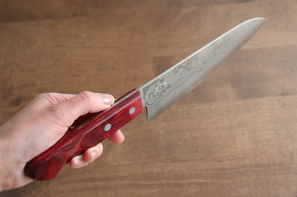 Nao Yamamoto Marke VG10 Damaststahl Mehrzweckmesser Gyuto japanisches Messer 180 mm roter Sperrholzgriff