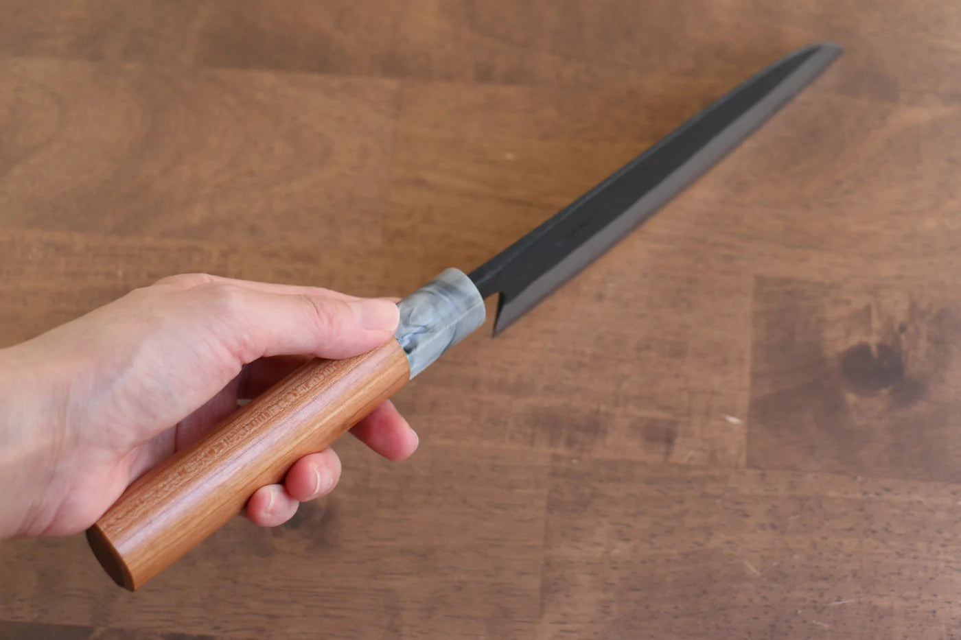 Thương hiệu Nao Yamamoto Thép trắng No.2 Kurouchi Dao đa năng Santoku dao Nhật 170mm chuôi dao gỗ Hoa anh đào