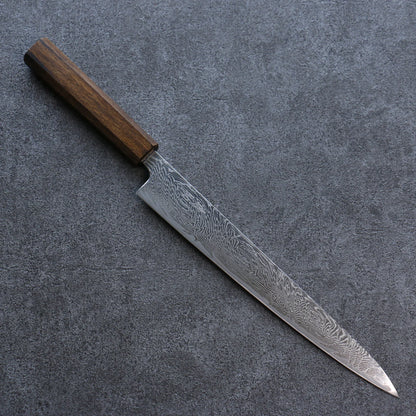 Thương hiệu Seisuke Sóng AUS10 Thép Damascus tráng gương Dao lọc gân chuyên dụng Sujihiki dao Nhật 240mm chuôi dao gỗ Sồi