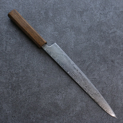 Thương hiệu Seisuke Sóng AUS10 Thép Damascus tráng gương Dao lọc gân chuyên dụng Sujihiki dao Nhật 240mm chuôi dao gỗ Sồi