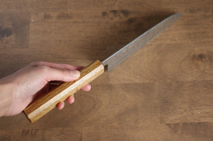 Santoku-Mehrzweckmesser, Marke Seisuke Tsukikage, handgeschmiedetes Messer aus Damaststahl AUS10, 170 mm Eichengriff