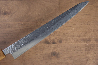 Thương hiệu Seisuke Tsukikage AUS10 Đánh bóng Thép Damascus rèn thủ công Dao lọc gân chuyên dụng Sujihiki dao Nhật 240mm chuôi dao gỗ Sồi