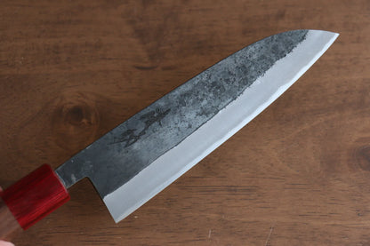 Free ship - Thương hiệu Seisuke Kurumi Thép xanh Kurouchi Dao đa năng Santoku dao Nhật 165mm chuôi dao gỗ cây óc chó (có vòng đỏ ở cả hai mặt)