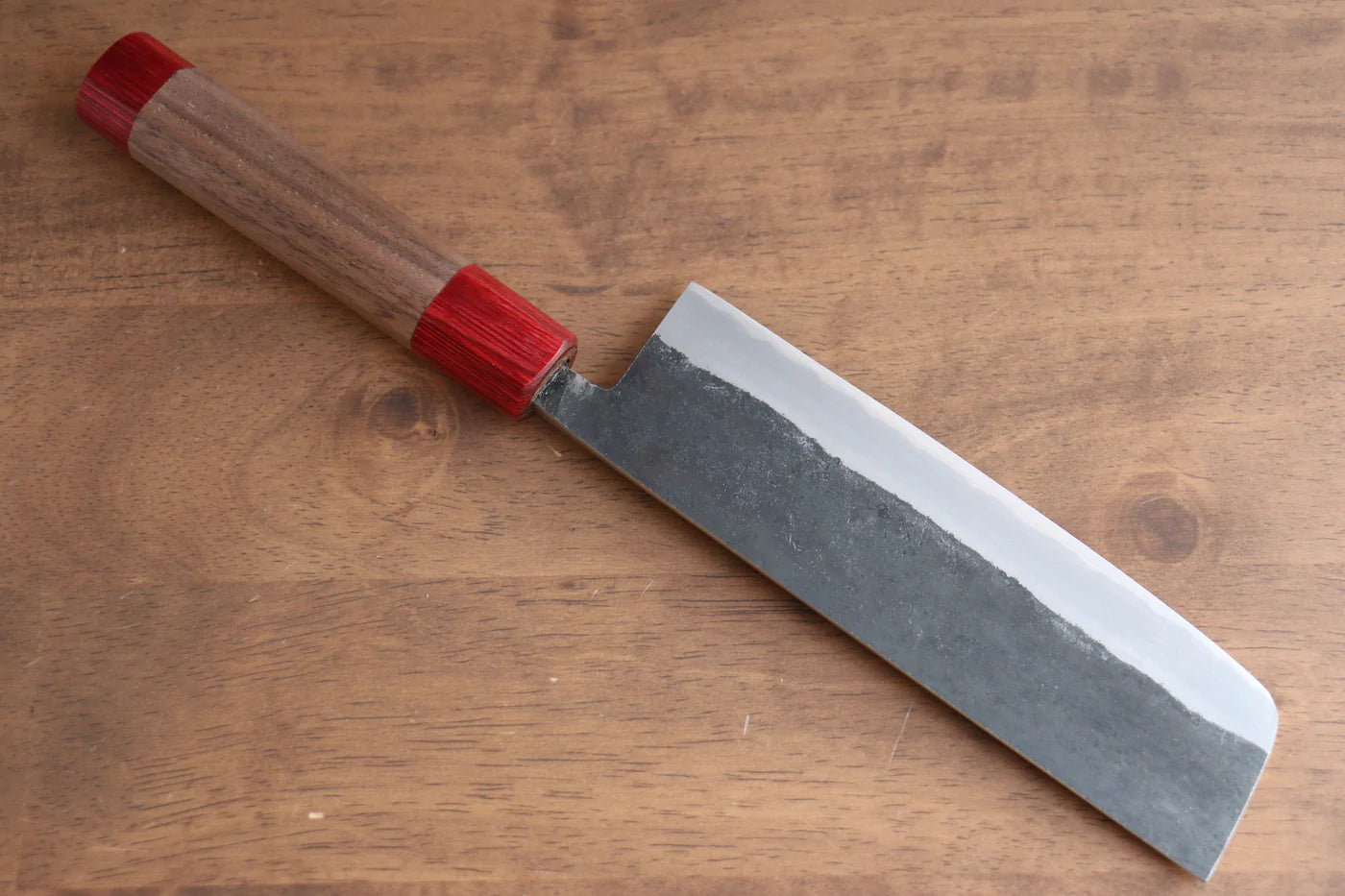 Thương hiệu Seisuke Kurumi Thép xanh  Kurouchi Dao chuyên dụng rau củ quả Usuba dao Nhật 165mm chuôi dao làm từ cây óc chó (có vòng đỏ ở cả hai mặt)