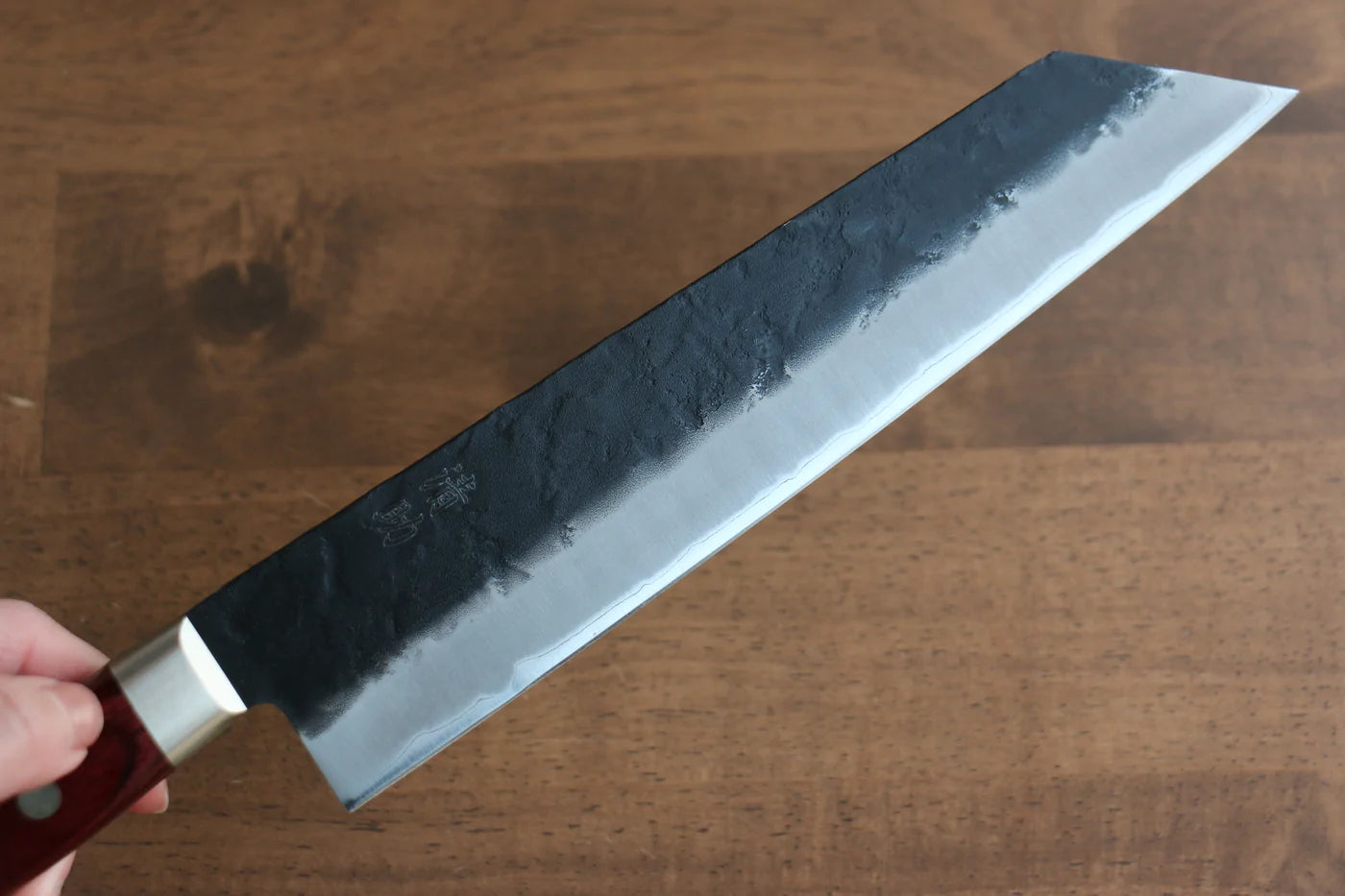 Thương hiệu Seisuke Kuronashi Thép siêu xanh Kỹ nghệ truyền thống Nhật Nashiji Kurouchi Dao đa năng Gyuto dao Nhật 210mm chuôi dao gỗ ép đỏ