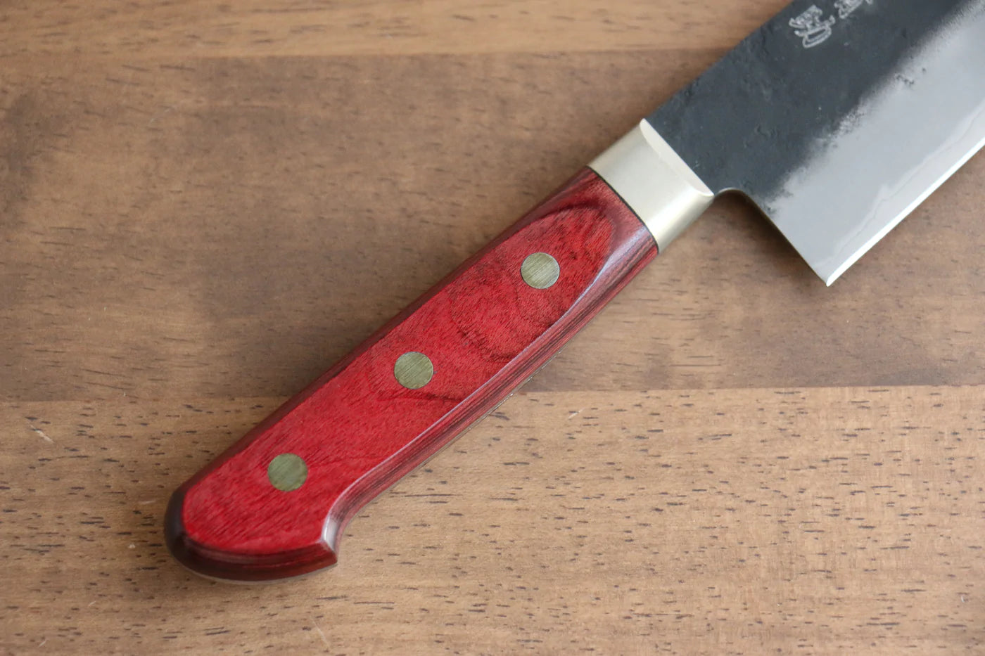 Thương hiệu Seisuke Kuronashi Thép siêu xanh Kỹ nghệ truyền thống Nhật Nashiji Kurouchi Dao đa năng Santoku dao Nhật 180mm chuôi dao gỗ ép đỏ