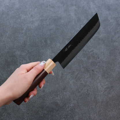 Thương hiệu Seisuke Thép siêu xanh dao rèn thủ công Kurouchi Dao thái rau chuyên dụng Nakiri dao Nhật 165mm chuôi dao gỗ Đàn Hương