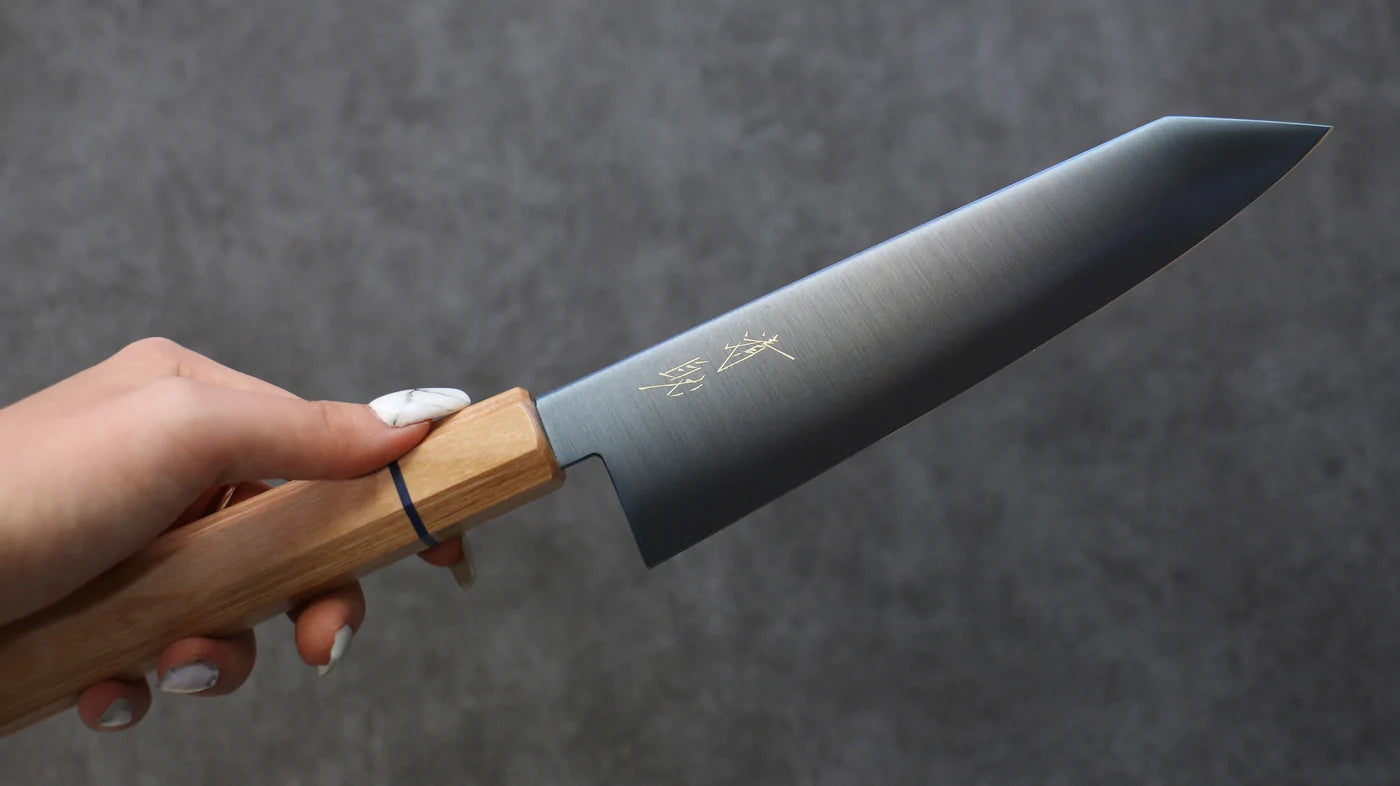 Dao Nhật cao cấp Seisuke dao đa năng Santoku (Kiritsuke) thép SK-85 180mm chuôi dao gỗ trắng